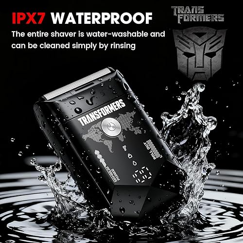 Miniatura 4 de Transformers Hasbro - Afeitadora eléctrica para hombres, afeitadora eléctrica portátil con cuchillas flotantes dobles y pantalla LED, maquinilla de