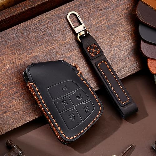 Miniatura 10 de ontto Funda para llavero de 5 botones para Buick Envision 2020 2023, funda de cuero para llaves de protección completa, bolsa de llavero inteligente