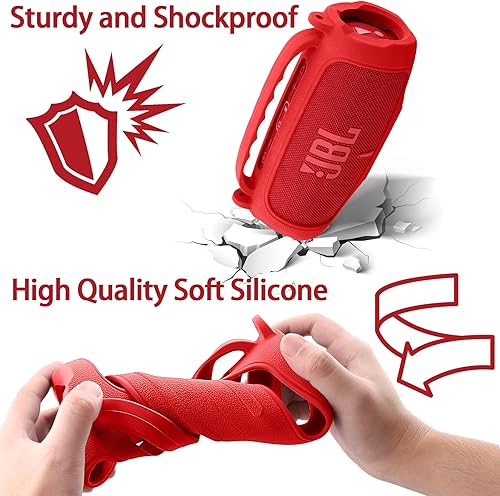 Miniatura 23 de Funda de silicona compatible con JBL Charge 5 portátil impermeable Bluetooth altavoz (funda de silicona negra) Negro cubierta,azul