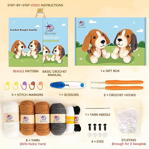 Miniatura 3 de CROCHETTA Kit de ganchillo para principiantes, kit de ganchillo para principiantes para adultos con tutoriales en video paso a paso, kits de