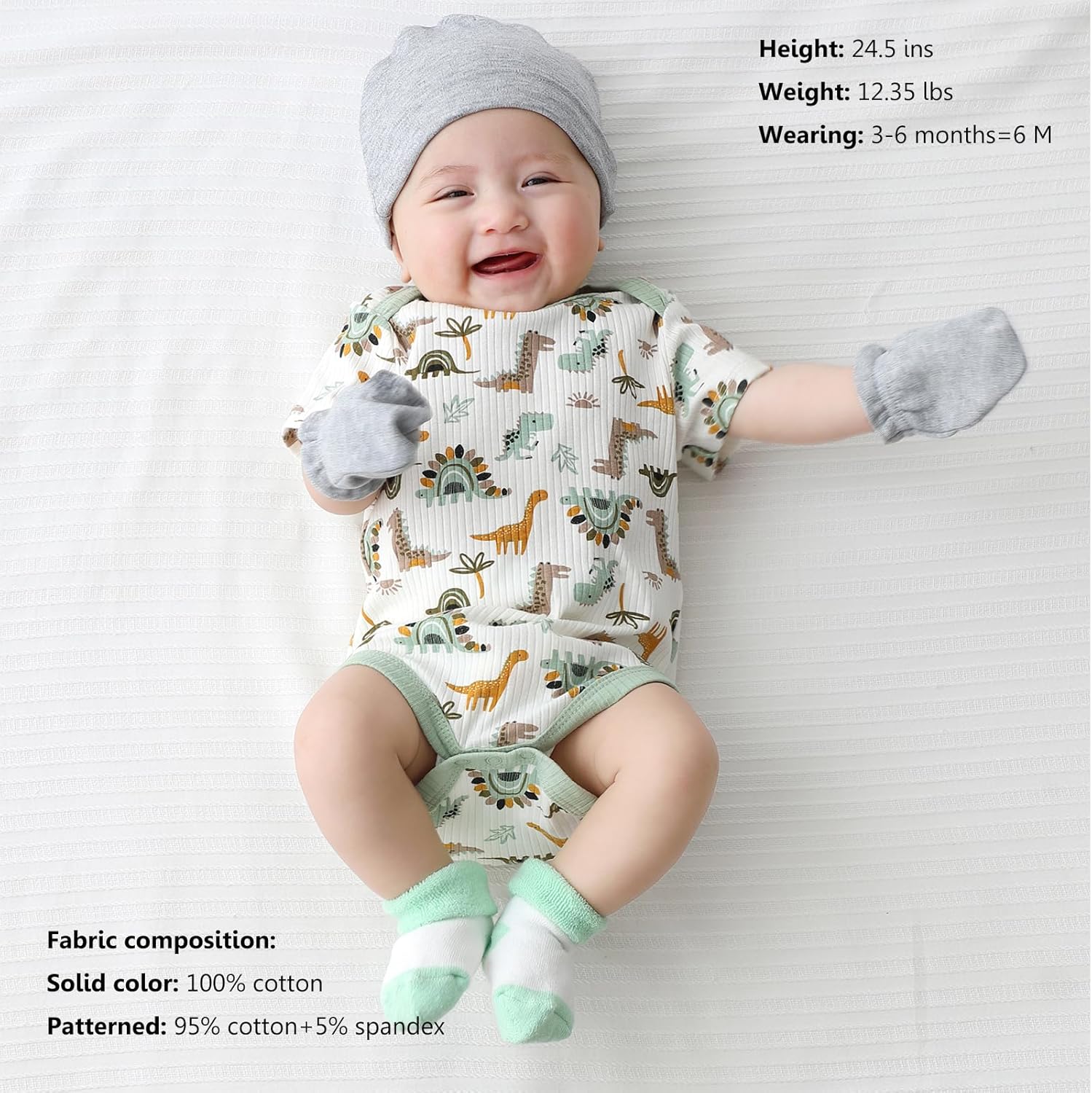Newborn Baby Short Sleeve Bodysuit Cotton One-Piece Baby Clothes 5-Pack, 0-12 Months - Image 3