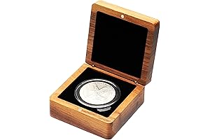 Single Walnut Wood Challenge Coin Presentation Display Box and Plastic Coin Capsules