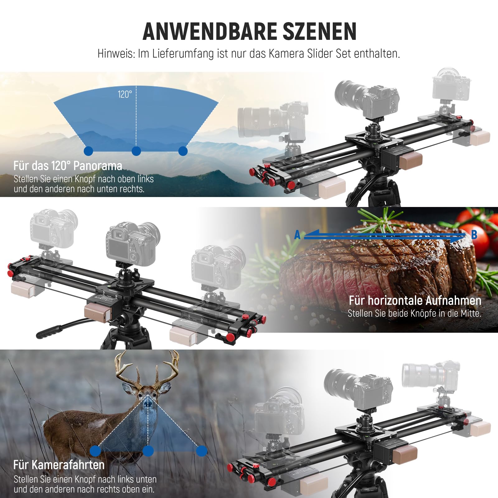 NEEWER 80cm motorisierter Kameraschlitten, DSLR Kohlefaser Dolly Schienenslider mit App Steuerung, 4400mAh F750 Akku für Zeitrafferaufnahmen, unterstützt Videomodus, Ladegerät Nicht enthalten, ER1-80