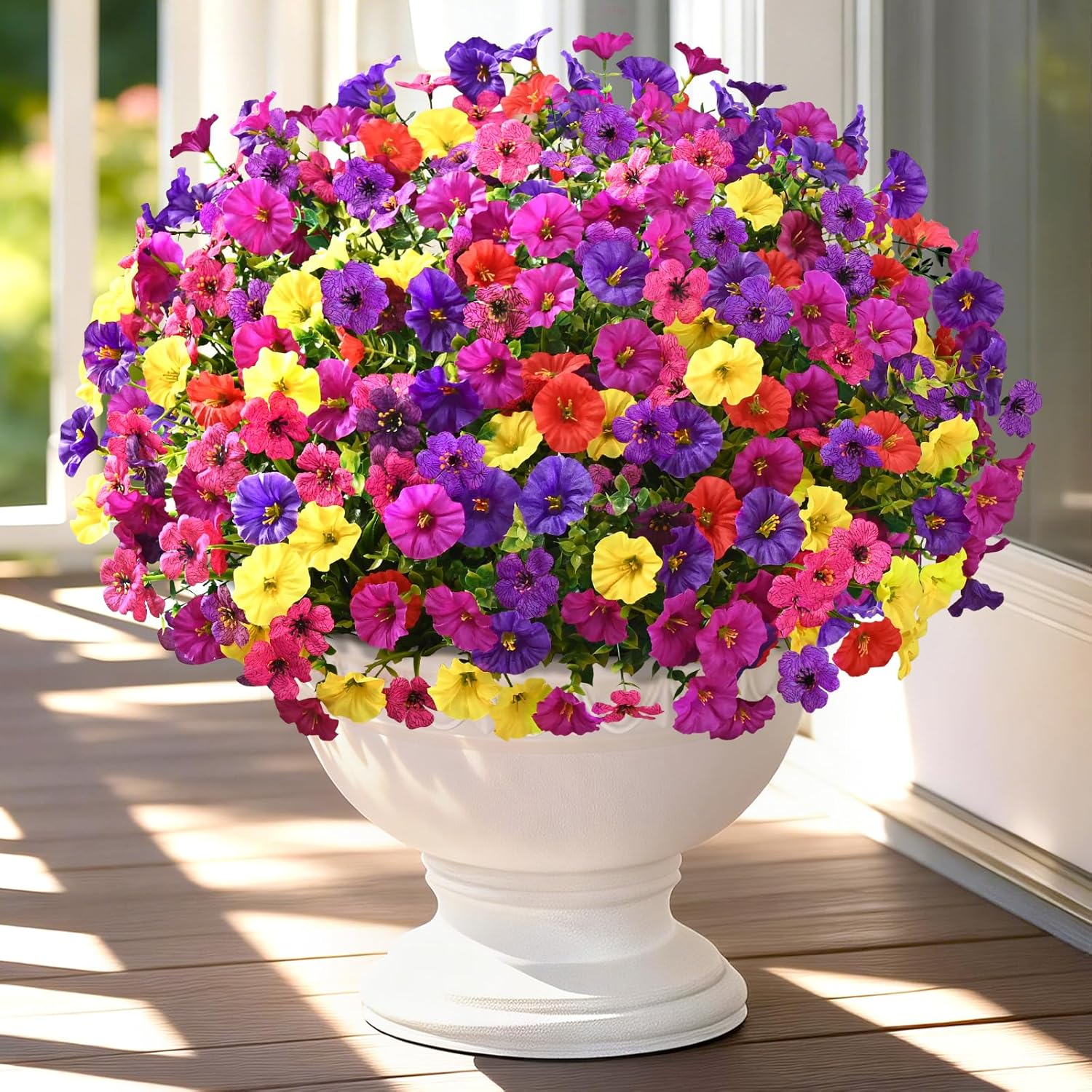 Yastouay Artificial Flowers for Outdoors, 36 Bundles UV Resistant Artificial Outdoor Flowers, Realistic Fake Outdoor Flowers Plant Faux Flowers for Outdoor Planters Front Porch Patio Window Box