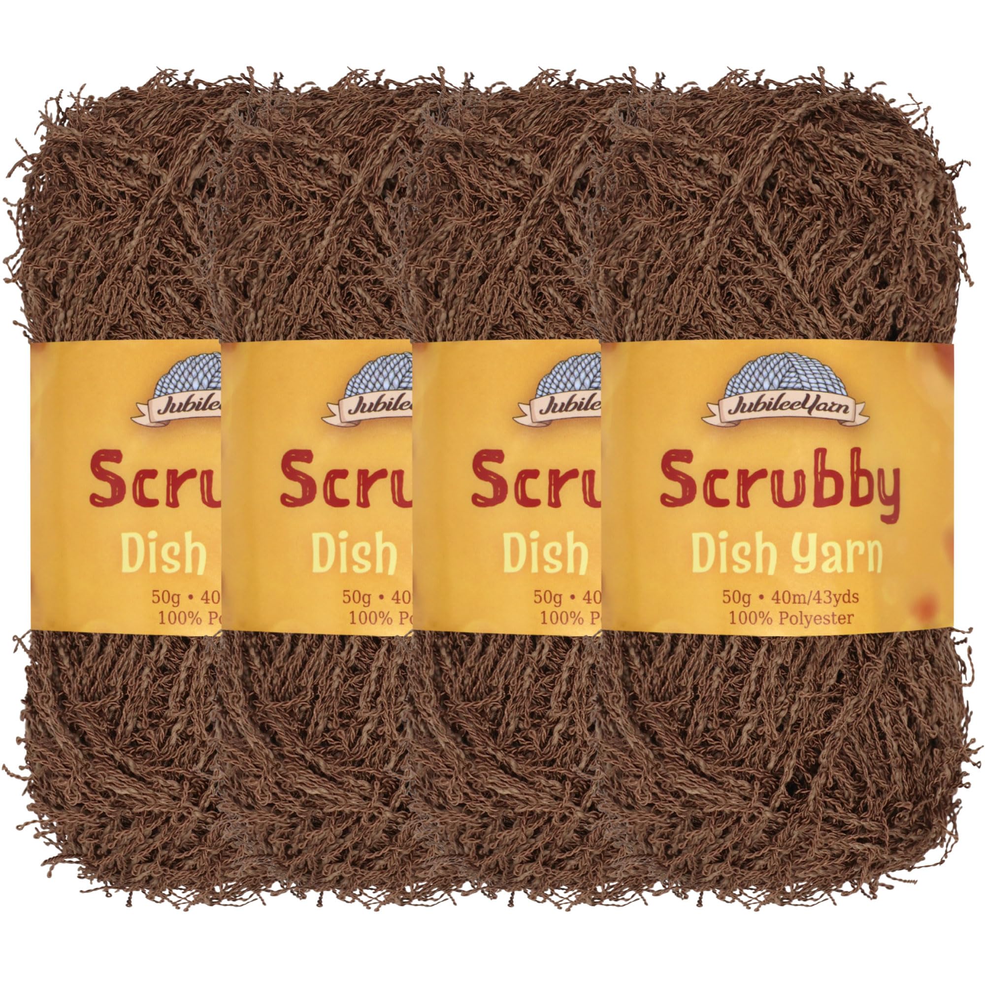 JubileeYarn Scrubby Dish Yarn - Dishcloth Polyester - 50g/Skein - Chestnut Brown - 4 Skeins — image 1