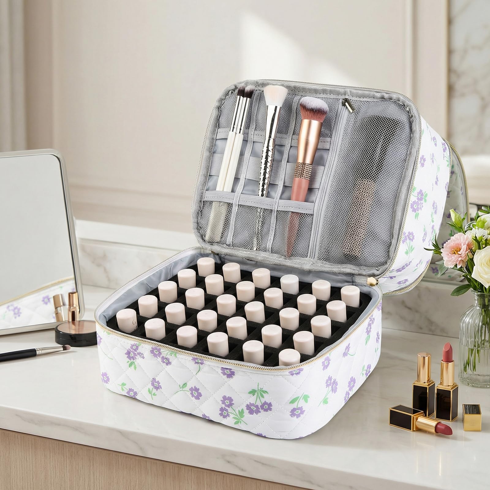Trousse de maquillage de voyage de grande capacité pour femme, style 5