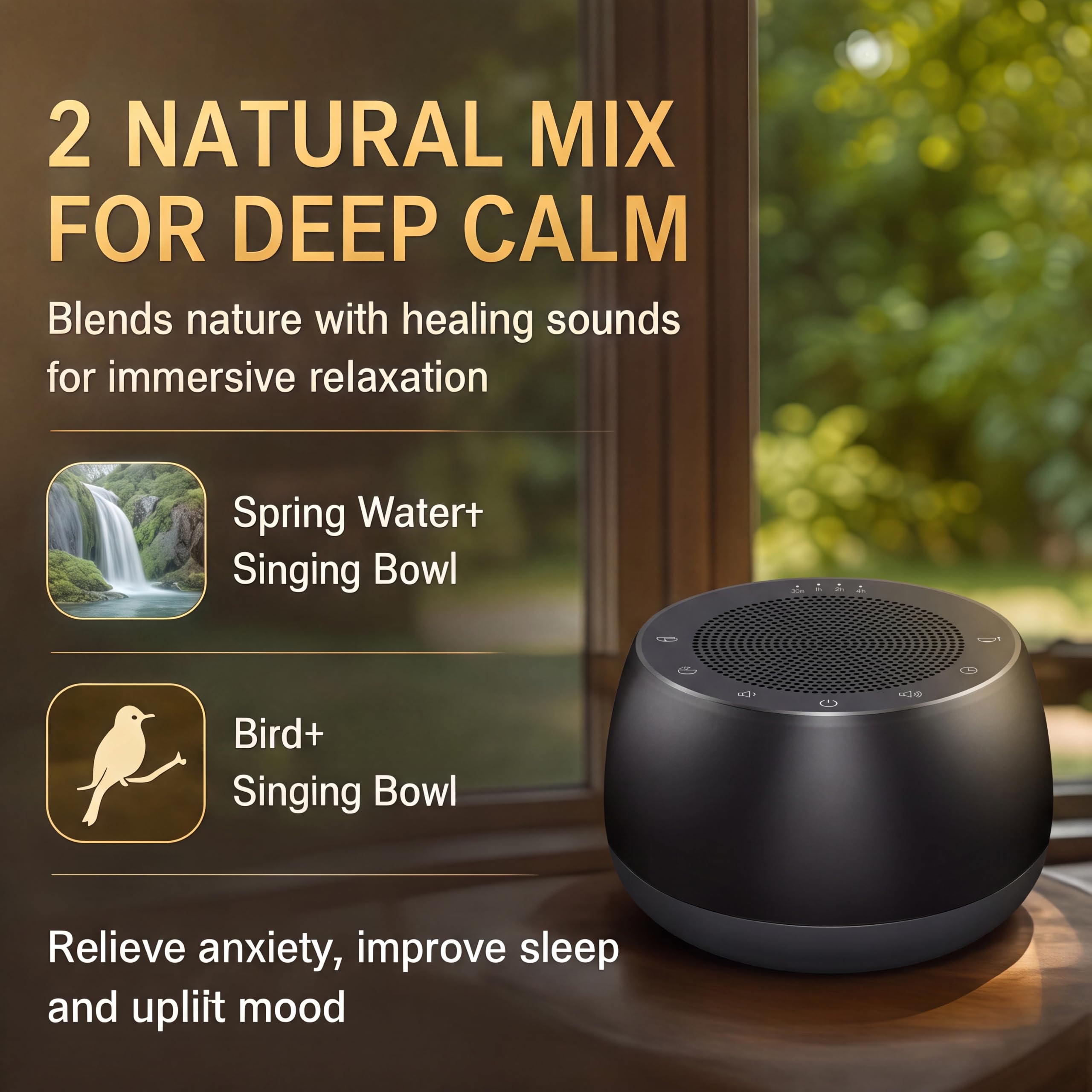 Bol Chantant Tibétain Électronique, Machine à Sons Sans Fil avec Minuterie, Accessoires Méditation pour Yoga & Sommeil, Appareil de Sonothérapie Portable pour Maison & Studio (Noir)