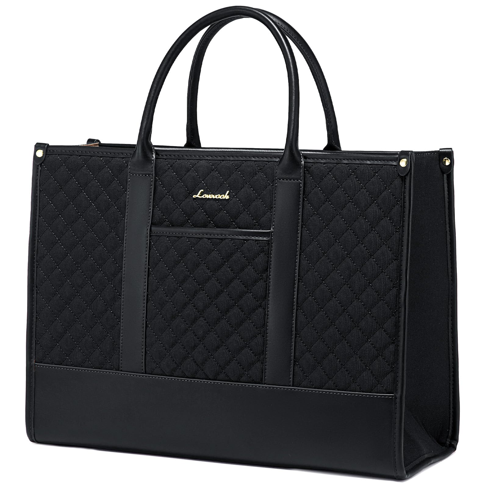 LOVEVOOK Laptoptasche Damen 14 Zoll, Wasserdicht Arbeitstasche Handtasche Klein Schultasche Shopper Business Tasche Aktentasche Lehrertasche, Tote Bag Notebooktasche für Büro Uni Schwarz
