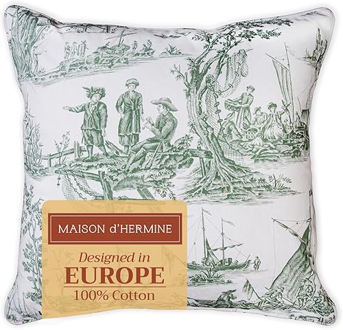 Maison d' Hermine Fundas de Almohada Decorativas 20x20 Pulgadas Cuadradas 100% Algodón Fundas de Cojín con Cremallera Invisible para Sala de Estar,