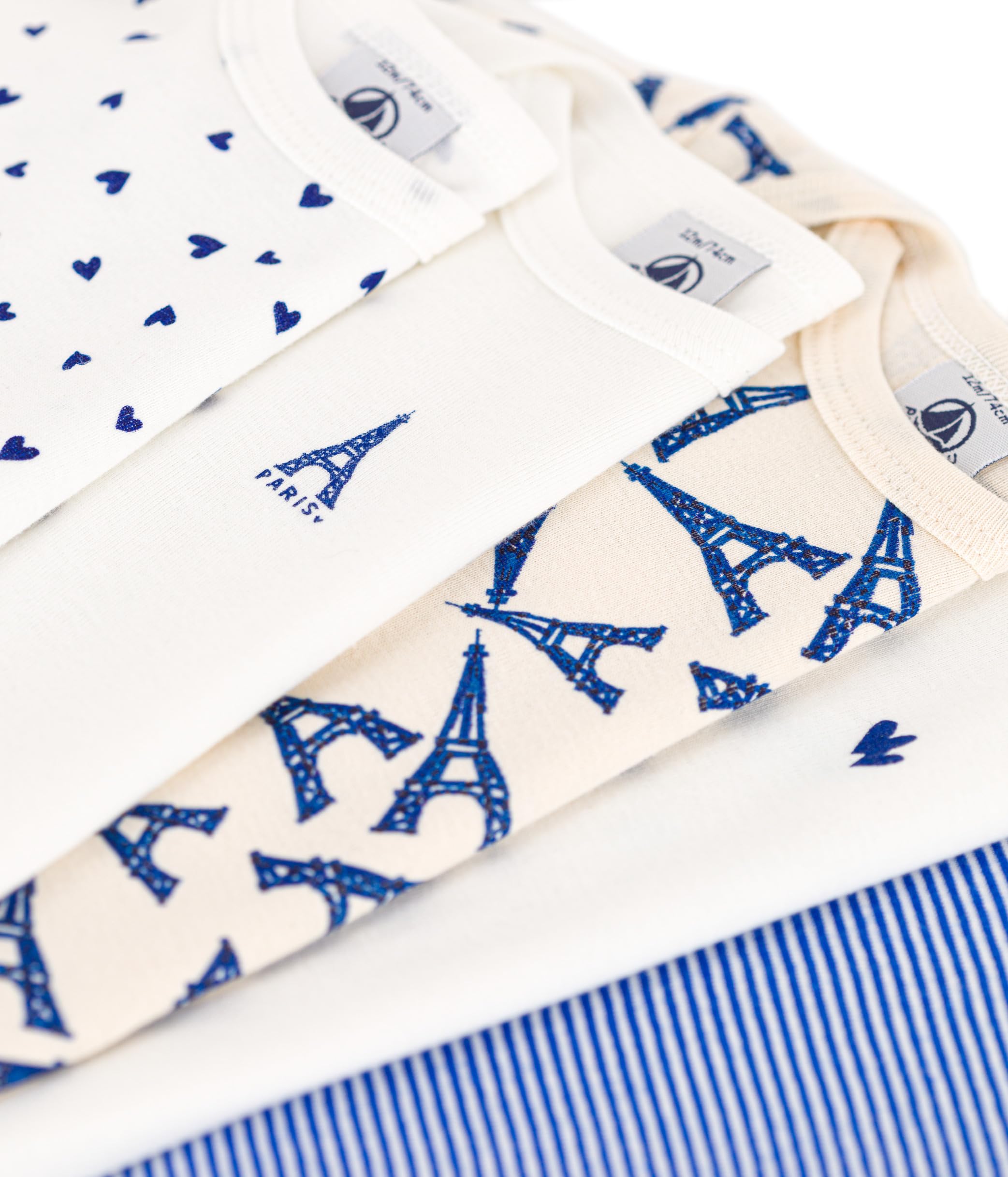 Petit Bateau Body a Righe a Maniche Lunghe Unisex-Bimbi
