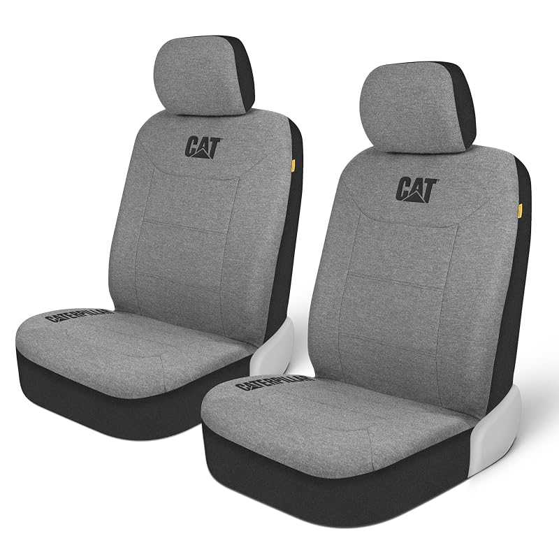 Capas para Banco Dianteiro CAT CozyBlend em Tecido Jersey Mescla Cinza para Carros, Caminhões e SUVs — Conjunto com 2 Capas