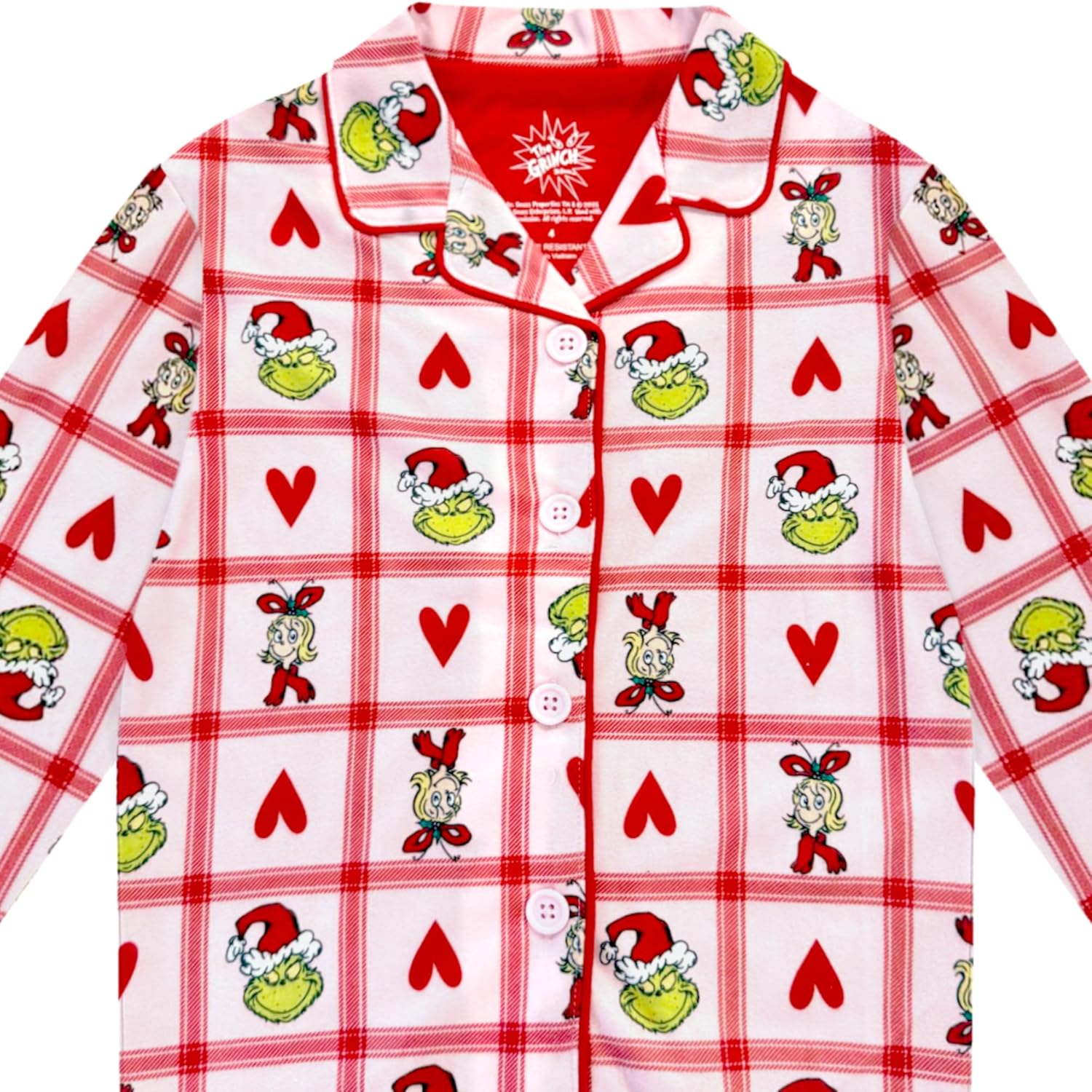 The Grinch Pajamas 2-Piece Matching Set - Soft Kids Christmas PJs Loungewear Button Down Coat, Boys Girls - Official Product - Image 5