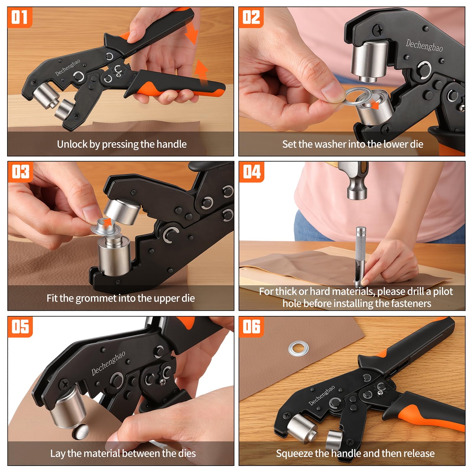 Ratchets Ösenzangen-Set mit 300 Metallösen, Lochwerkzeug mit 1/4", 3/8", 1/2" Bohrgrößen für Planen, Zelte, Leinwand, Vinyl und Lederverarbeitung