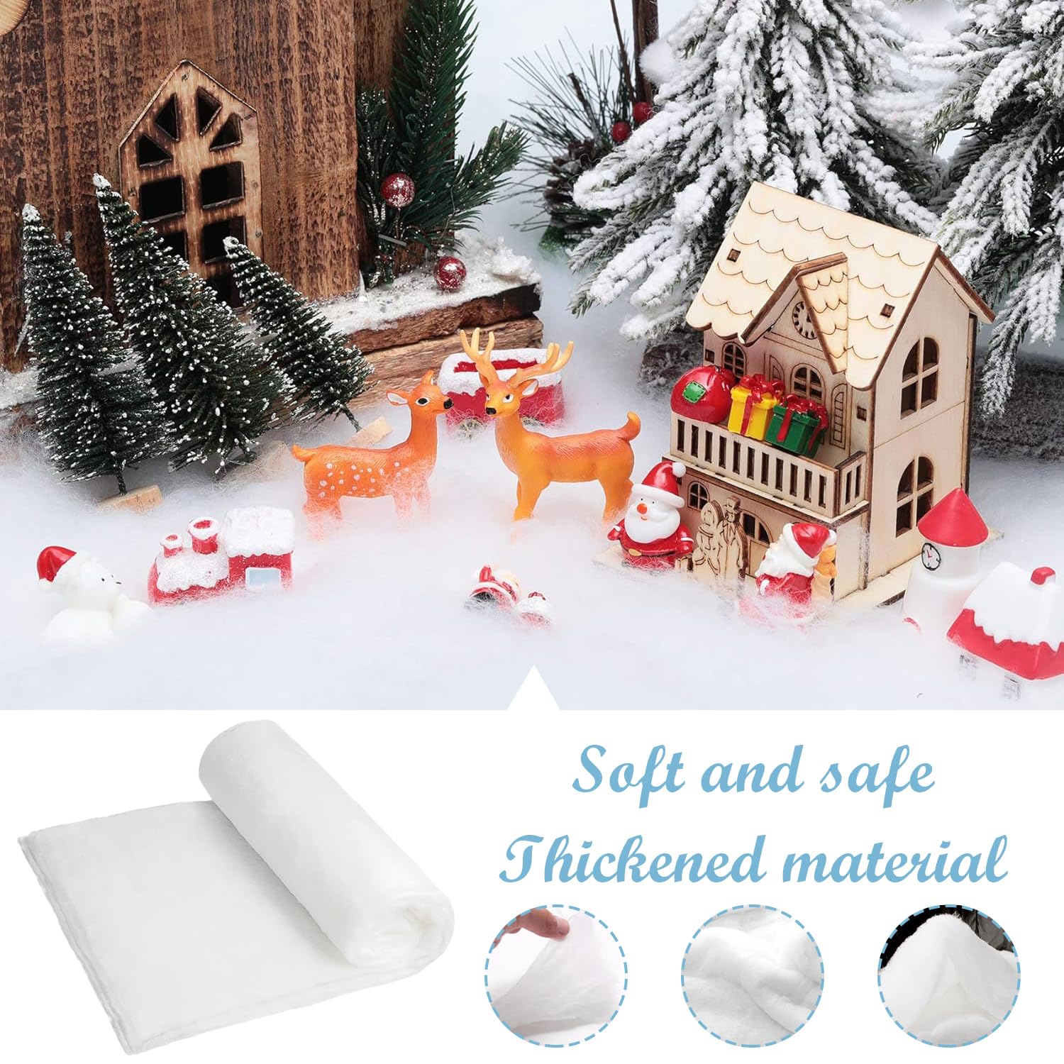 JVBAJV 4 Stück Schneematte Deko Weihnachten, 100 * 76cm Dicke Weiße Flauschige Kunstschnee-Decke, Extra Weich Kunstschnee Deko, Schneedecke Deko Weihnachten für Weihnachts-Winterdekoration Küche, Haushalt & Wohnen