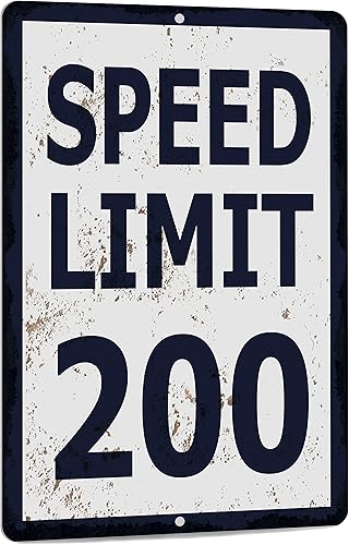 Divertido mecánico metal estaño signo decoración hombre cueva barra límite de velocidad 200 MPH