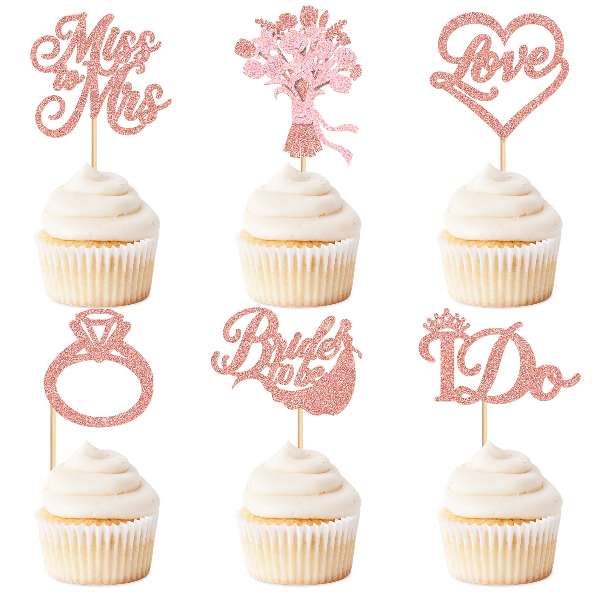 Blumomon 24Pcs Bride to Be Cupcake Toppers Anniversary Cupcake Decoration Bridal Shower Bachelorette Party Hen Party Supplies Engagement Cupcake Decorations