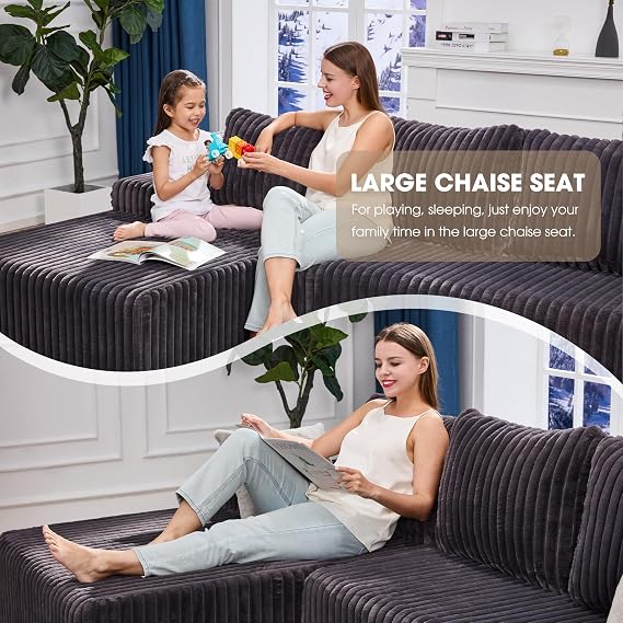 Hobestluk Boneless Couch Modular Sectional Sofa L-Shape Cloud Couch Lounge | 96