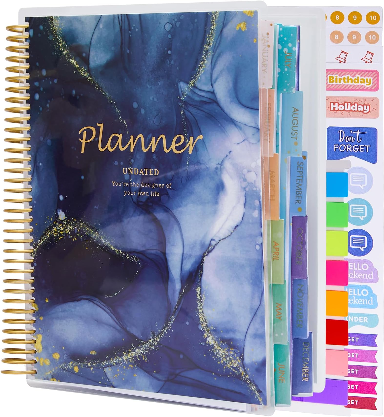 Undated Planner 2025-2026 - 18 Month Academic Daily Weekly Monthly Agenda With Tabs, Pen, Pouch & Pocket