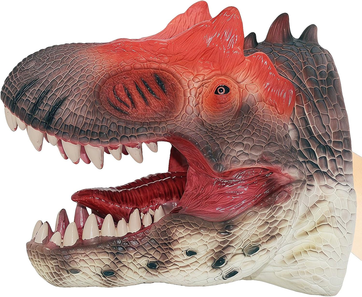 Gemini&Genius Allosaurus Dinosaur Hand Puppet -Scary Toy for Kids- Soft Rubber Dino Head Hand Puppet Toy for Role Play, Storytelling, Cake Topper, Halloween Decoration