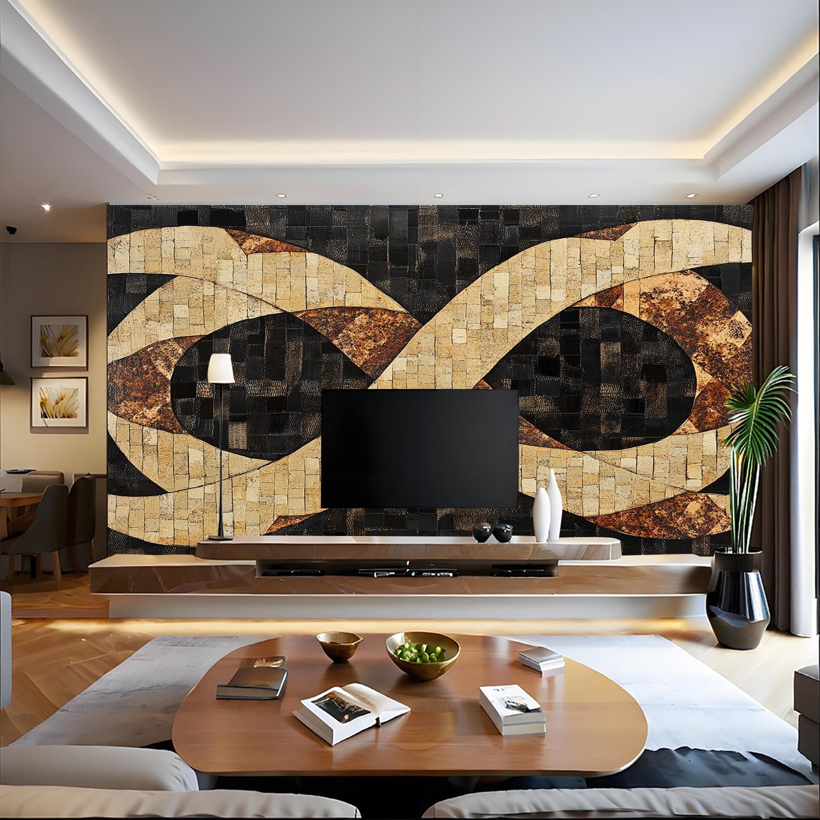 Adesivi Murali pelle di serpente e nastri 3D Fotomurale 250 x 175 cm astratto Moderno Poster Murale Gigante per Bambini Camera da Letto Parete