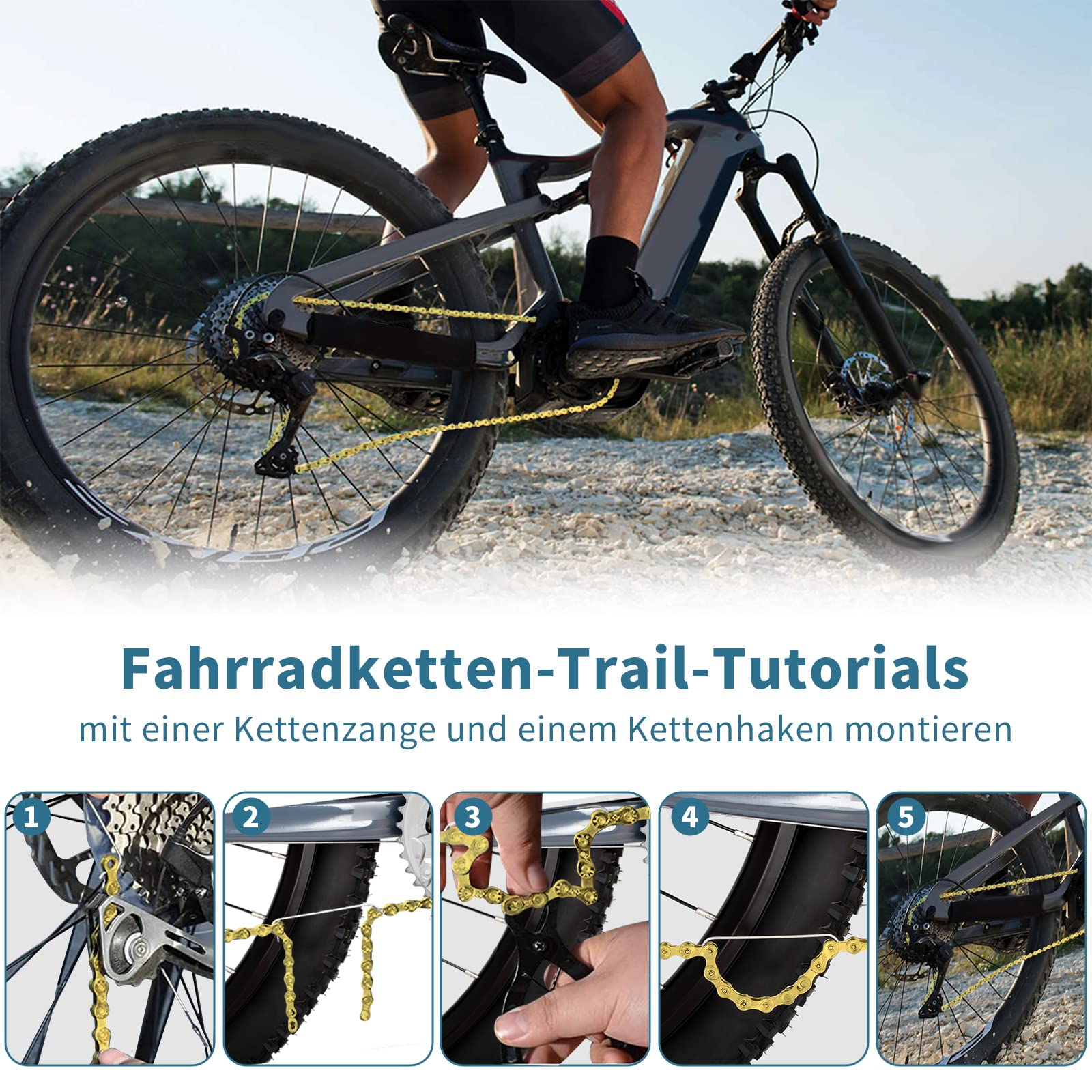 Catena Per Bicicletta Dorata 6/7/8 Velocità - 116 Maglie, Acciaio Carbonio, Per BMX E MTB - Foto 12