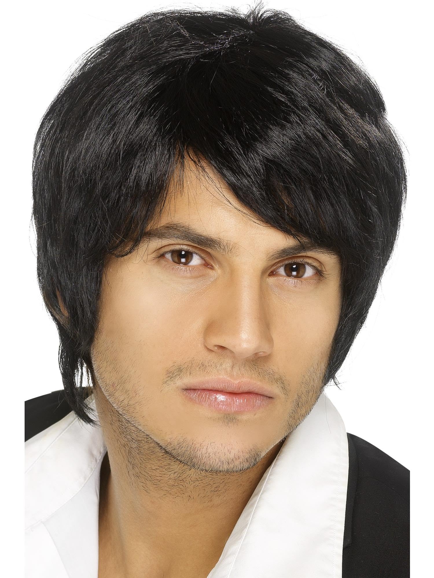 Smiffys Boy Band Wig, Black Short Style, Icons & Idols Fancy Dress, Adult Dress Up Wigs