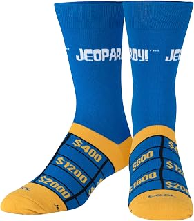 Odd Sox Jeopardy Game Show Socks - 1 Pair Fun Printed Crew Length Footwear, Regular Size
