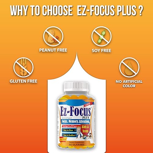 Miniatura 8 de Plus Brain Booster Omega 3 Kids - Suplementos de concentración y atención para la salud cognitiva, memoria de apoyo, claridad mental, concentración