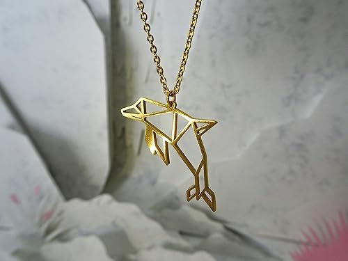 Miniatura 3 de La Menagerie Delfín oro Origami Joyería y collar geométrico dorado Collar de oro chapado en 18 quilates y collares de delfín para mujer Collar de