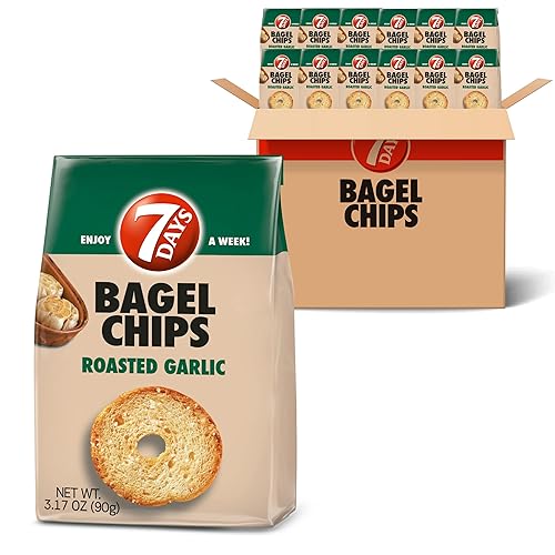 7Days Bagel Chips, ajo asado, natural, sin OMG (3.17 onzas, paquete de 12)