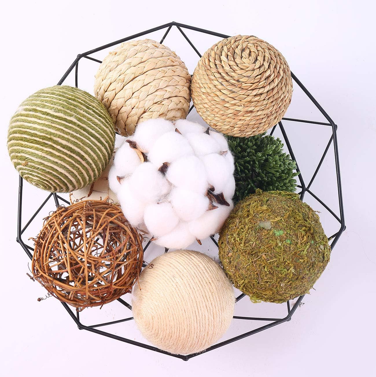 9pcs 3.5Inch Fall Decorative Ball Orb Rattan Ball Rattan Woven Orbs Spherical Bowl and Vase Filler for Home Party Wedding Display Decor Props …