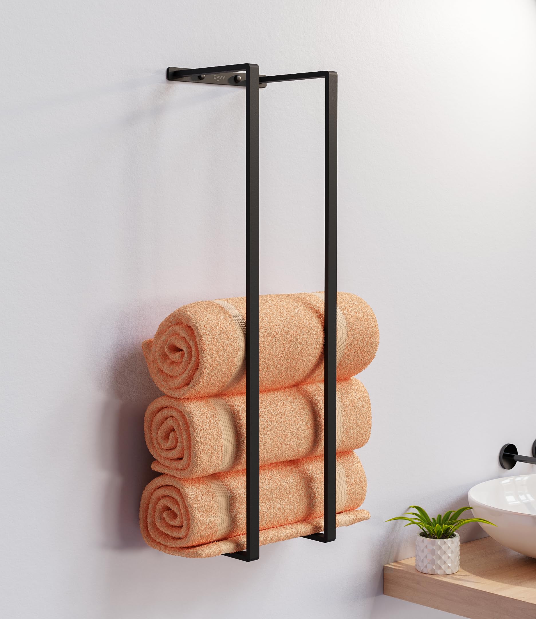 Porte-serviettes acier inoxydable noir EAVY idéal pour une salle de bain moderne