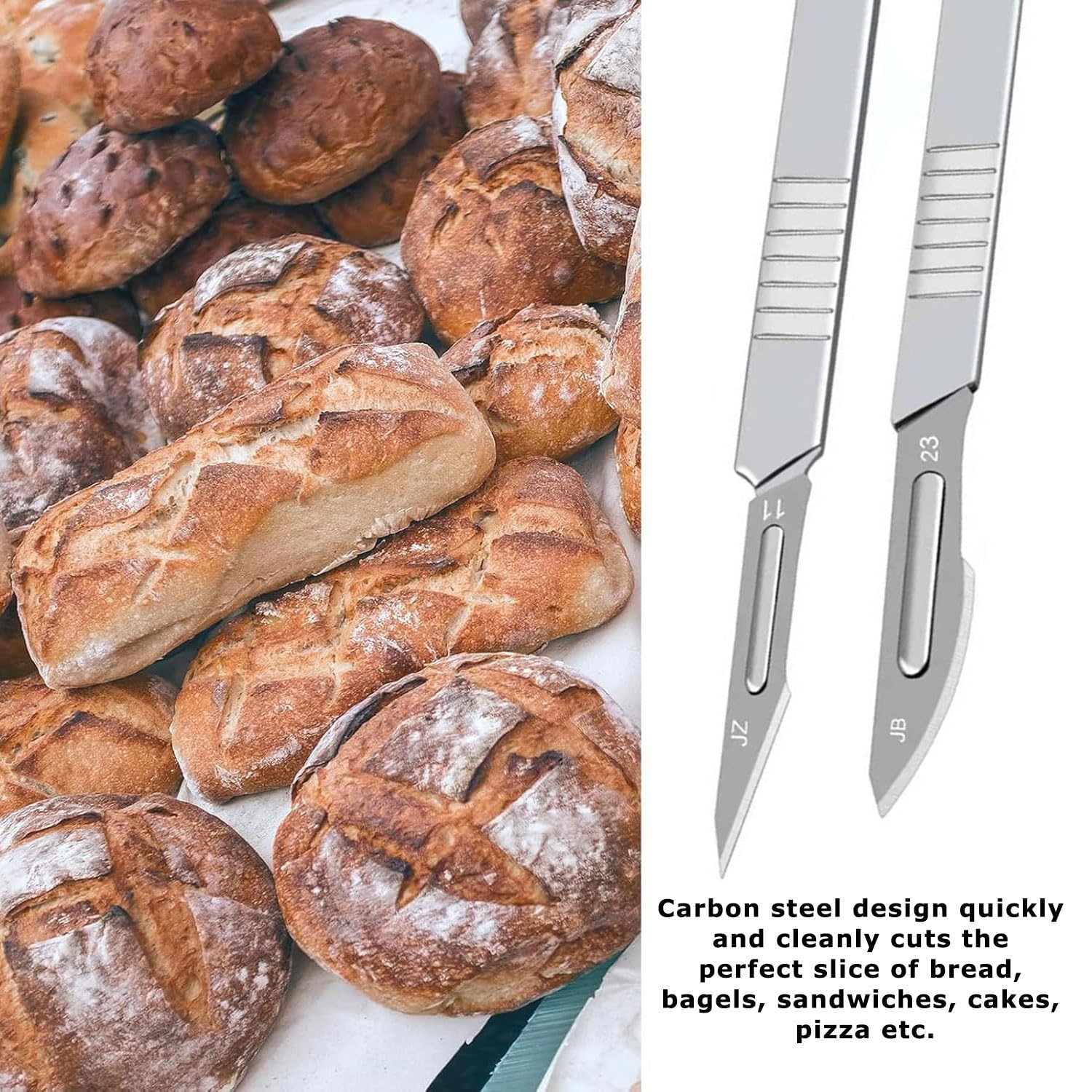Taglierino Per Pane Con Manico In Legno E 10 Lame Di Ricambio - Ideale Per Incidere Baguette, Pane E Pasta - 2