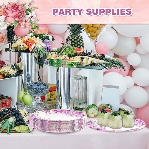 Miniatura 5 de 50 platos de papel para el Día de la Madre, suministros de fiesta de té floral de primavera, 12 x 10 pulgadas, platos desechables ovalados para