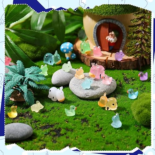 Miniatura 10 de Huwena 200 figuras miniatura luminosas de animales de resina que brillan en la oscuridad, animales de jardín, en miniatura, luminosas para jardín,