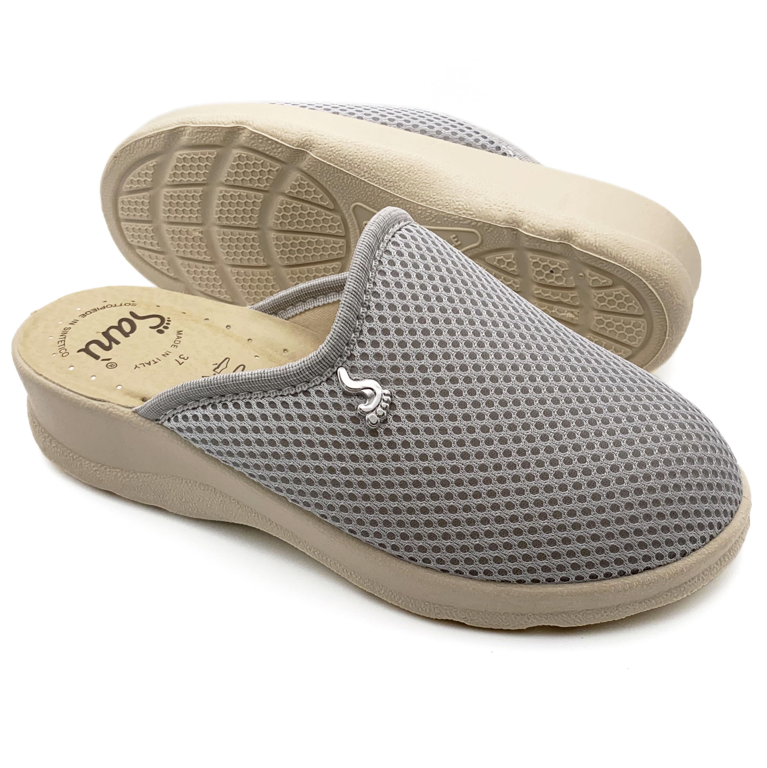 Sani'Womens Mesh Slippers Breathable 3D Fabric Upper Lightweight Comfortable Anatomical Closed Sandal