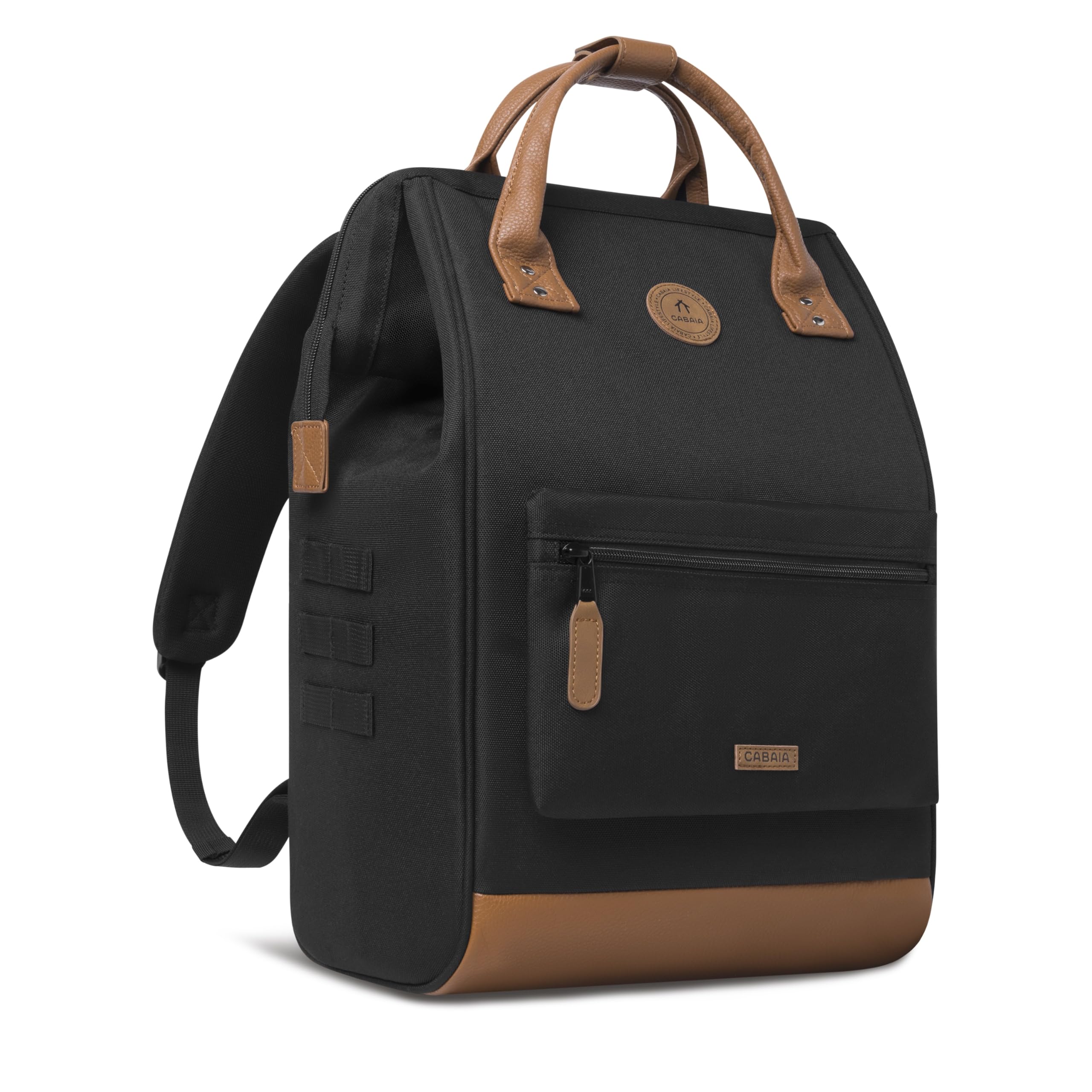 CABAIA - Sac à Dos Adventurer Cologne Medium 18L - Déperlant - Compartiment Ordinateur Portable 13" - 2 Poches - Certifié Vegan - Sac Voyage, Affaires, École pour Homme et Femme - Noir