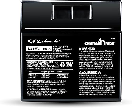 Schumacher Electric Batería de 12 V para juguetes de paseo - TB3 12V 9.5 Amp horas y fusible reemplazable - Batería recargable de 12 V de repuesto
