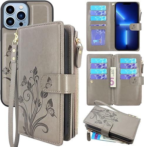 Lacass Funda compatible con iPhone 13 Pro Max de 6.7 pulgadas 2021 ranuras para tarjetas Soporte para dinero en efectivo para tarjetas de