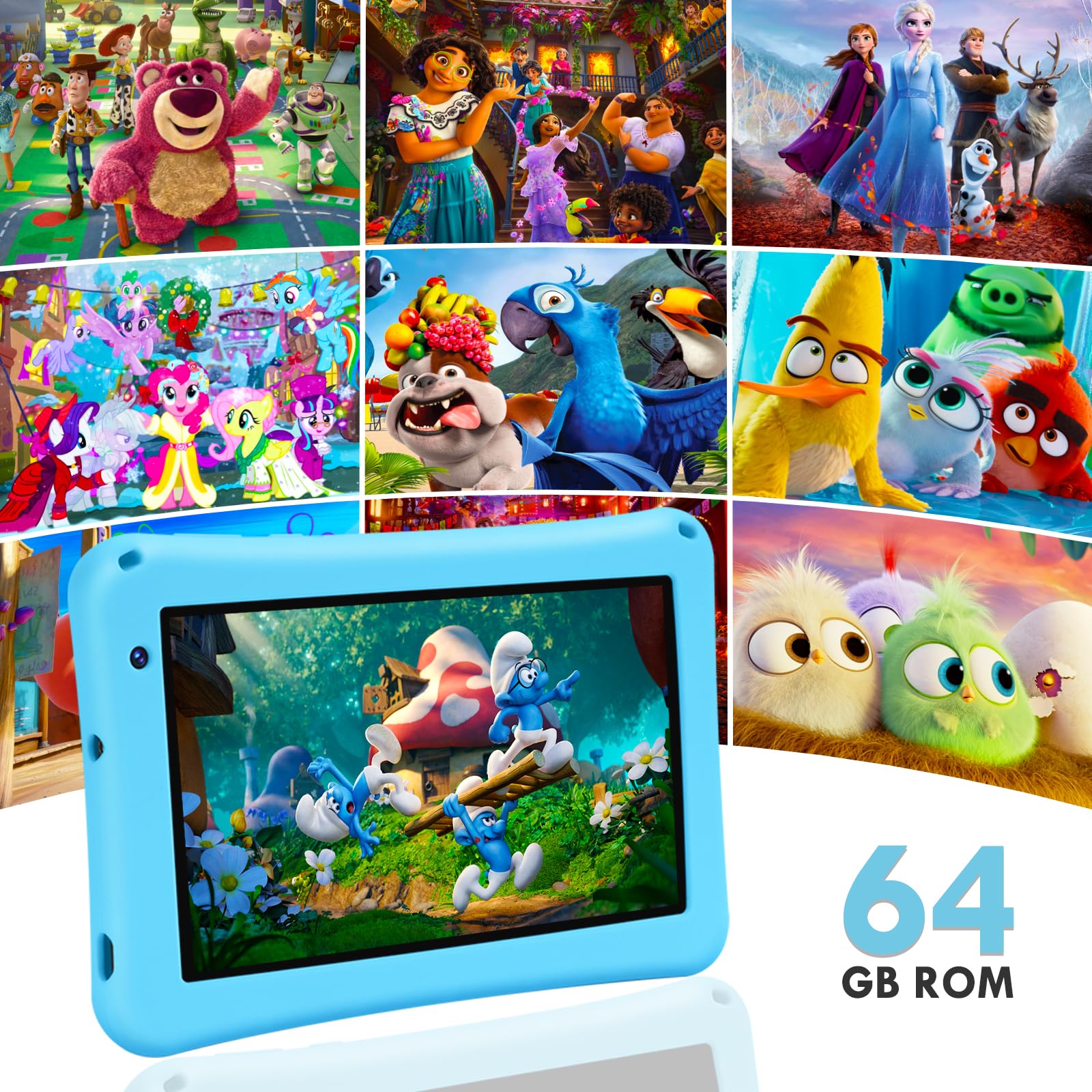 Tablet bambini 7 pollici, tablet Android 13, Octa-Core, 8GB+64GB (256 espandibili), 5800mAh Batteria, 5MP+8MP Fotocamera, Software per bambini precaricato, tablet con custodia (blu)