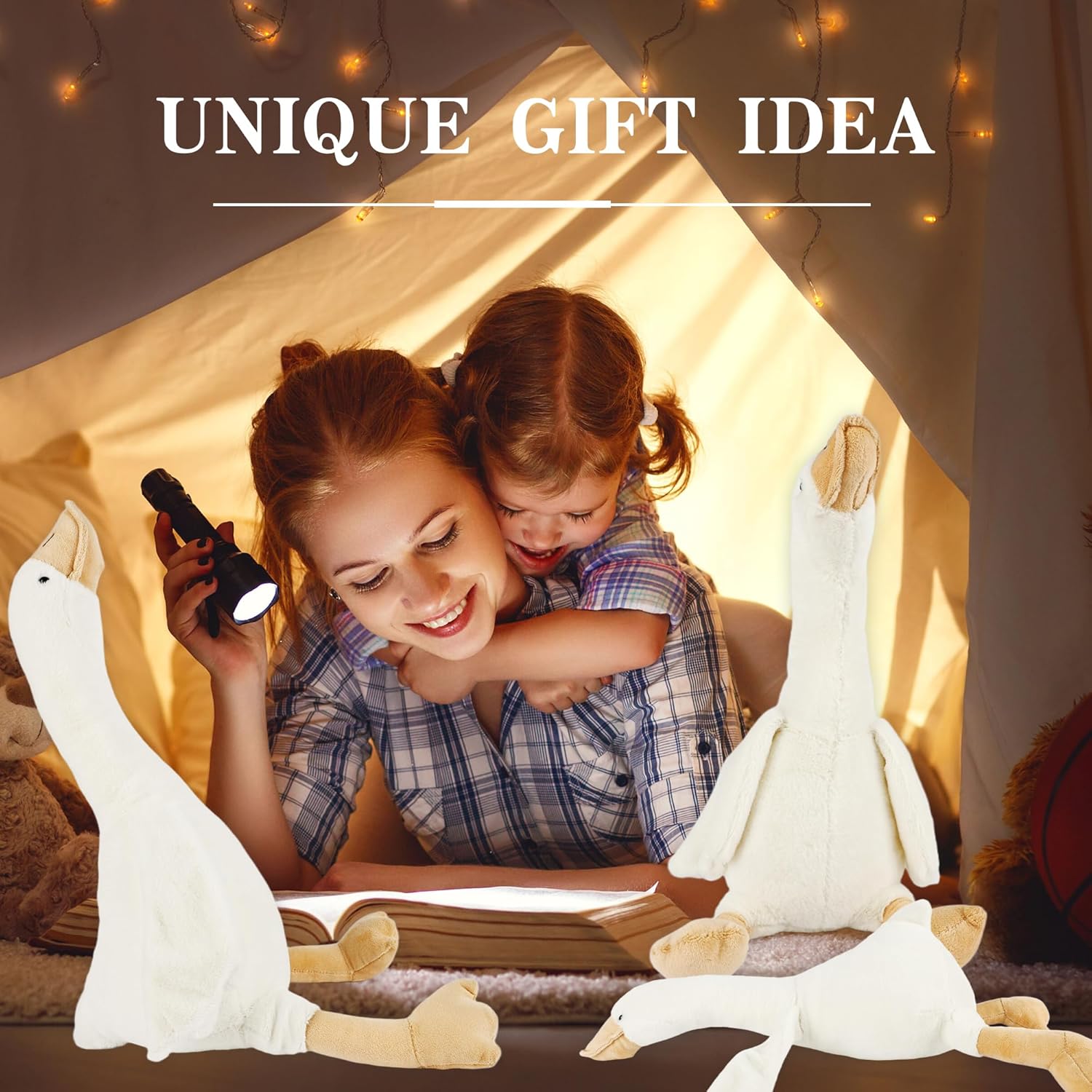 3 Pack 15.7 Inch 19.7 Inch 23.6 Inch Soft Swan Stuffed Animal Toy Smooth Plush Goose Toy Long Goose Neck Swan Hugging Pillow Goose for Party Gifts, 3 Sizes