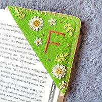 Vista 15 de Marcapáginas de esquina bordado a mano personalizado, lindo marcador de libro con flores, regalo de costura a mano para mujeres amantes de los Rojo