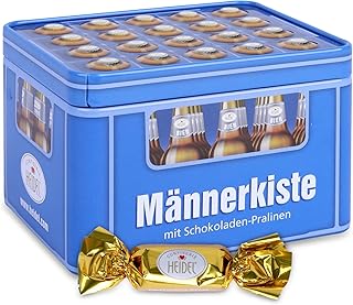 Heidel Männerkiste Schokolade Pralinen im Bier Kasten-Design – Männergeschenke für Papa, Opa, Bruder, Partner – Perfekt für Geburtstag, Vatertag & Dankeschön – Süßigkeiten mit cremiger Füllung