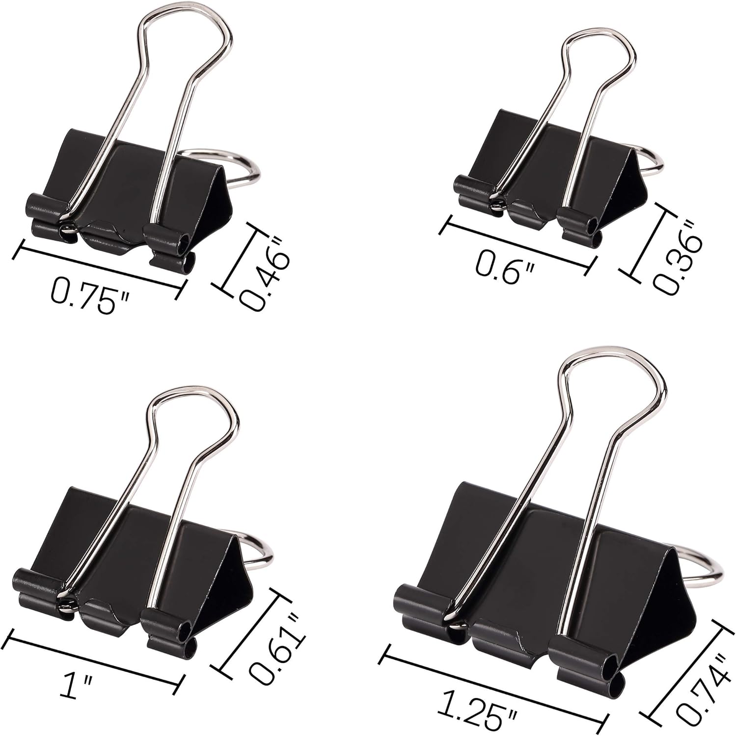 Mr. Pen- Binder Clips, 100 pc, Assorted Sizes, Black, Paper Binder Clips, Paper Clamps Assorted Sizes, Black Clips for Paper, Black Binder Clips, Office Clips Assorted, Metal Binder Clips : Office Products