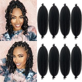 16 Inch Marley Twist Braiding Hair 8 packs Pre-Separated Springy Afro Twist Hair Extension Kinky Afro Twist Crochet Hair Braids Natural Black Spring Twist for Women (16 Inch, 1B)