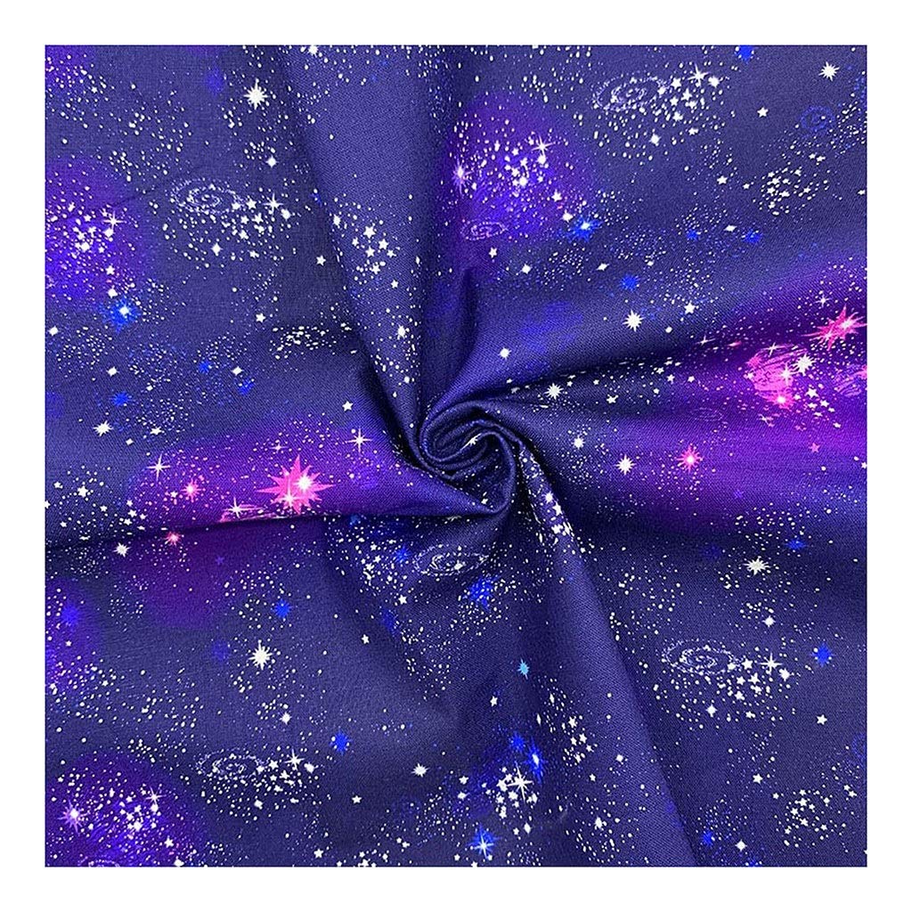 BU 1 Pieza de Tela de 110 cm con Estampado de Galaxia Azul Oscuro, Tela de algodón for Manualidades, Costura, Bolsas de Tela, decoración del hogar y Fiestas.(Wide 110cmx100cm)