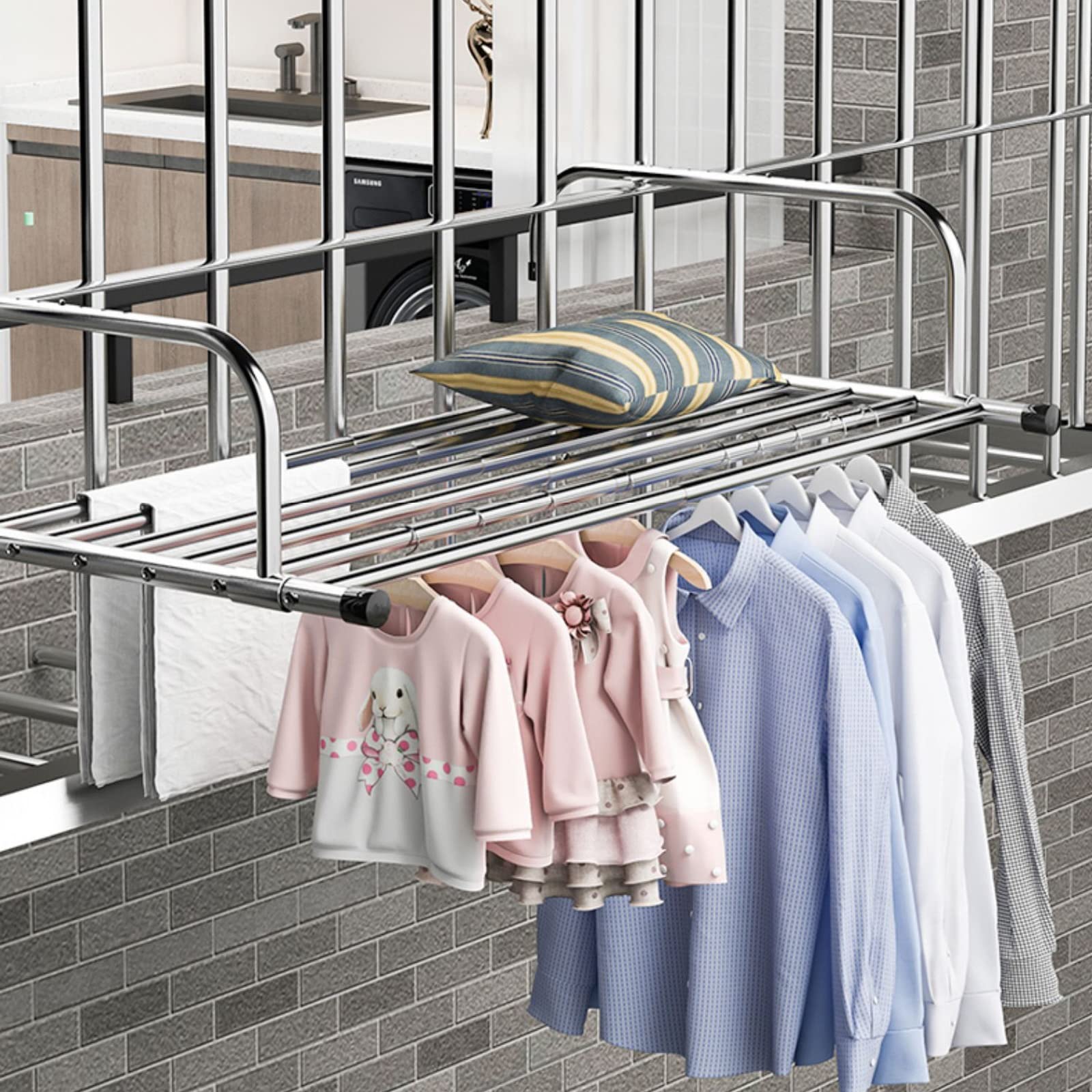 Wäscheständer Heizkörper Wäschetrockner Ausziehbarer Balkonheizkörper Trockengestell Edelstahl Heizkörper Klappbarer Wäscheständer Faltbarer Wäschetrockenständer Zum Aufhängen Von Kleidung Handtuch Un