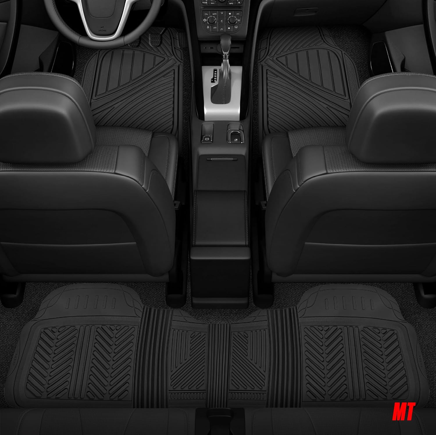 Motor Trend 3 Row Odorless Rubber Floor Mats & Liners for Car SUV Van, Durable Heavy Duty Polymerized Latex Full Interior Protection, Extra-High Ridgeline Design, Black, Model Number: MT-773-801-BK - Image 9