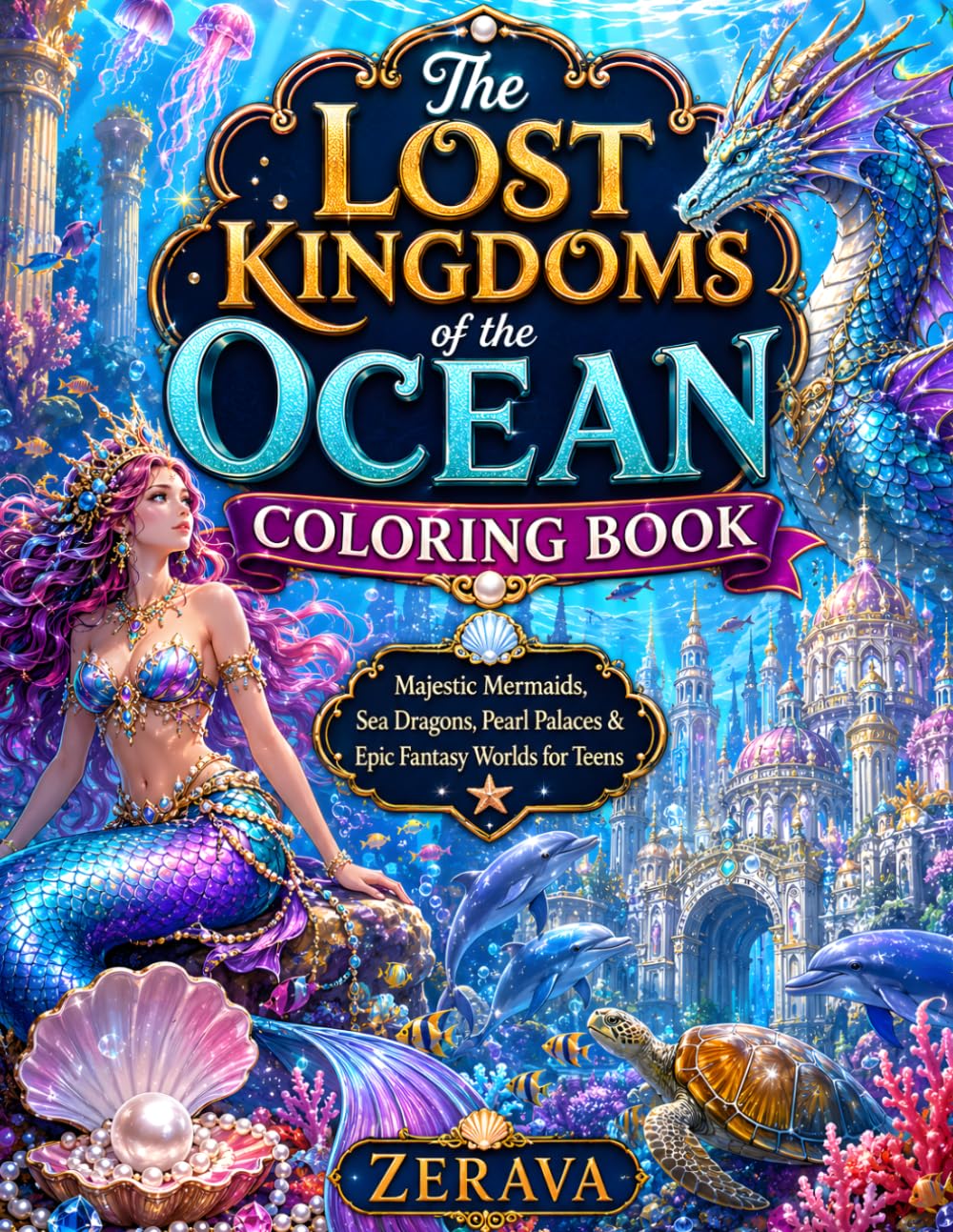 The Lost Kingdoms of the Ocean Coloring Book: Majestic Mermaids, Sea Dragons, Pearl Palaces & Epic Fantasy Worlds for Teens