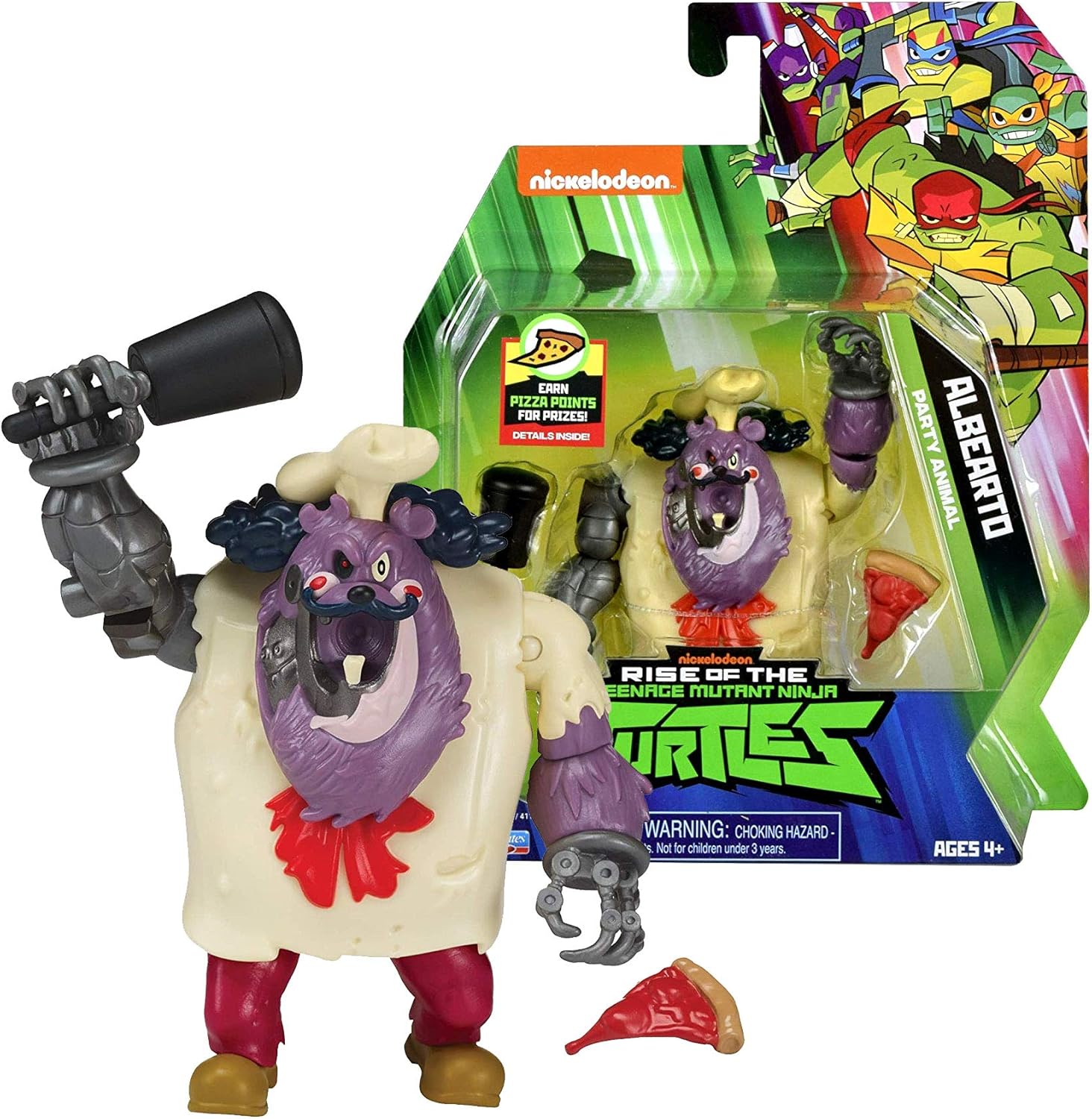 Year 2018 Rise of The Teenage Mutant TMNT Ninja Turtles Series 5 Inch Tall Figure - Party Animal ALBEARTO with Mace and Pizza Slice